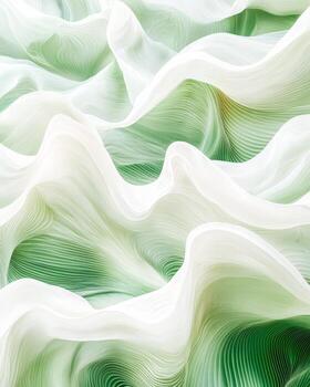 Abstract flowing green and white lines forming a smooth, undulating pattern photo