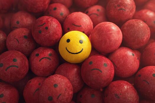 A smiley face surrounded by red cherries photo