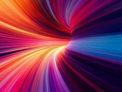 Vibrant abstract light streaks creating a dynamic tunnel effect photo