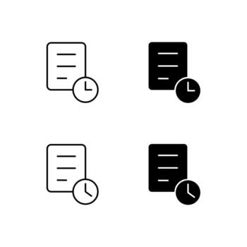 Mobile Application History and Recent Line and Solid Icons vector