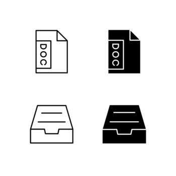 usuario interfaz documento y archivo íconos en glifo y línea variación vector