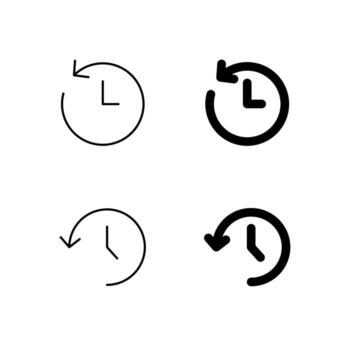 User Interface History and Recent Icons in Glyph and Line Variation vector