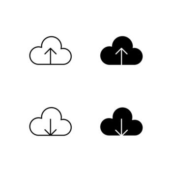 Web Dashboard Cloud Upload and Cloud Download Icons in Mixed Line and Solid vector