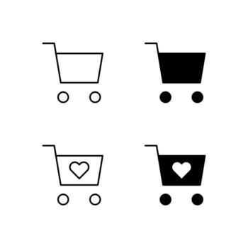 Web Dashboard Shopping Cart and Wishlist Icons in Mixed Line and Solid vector