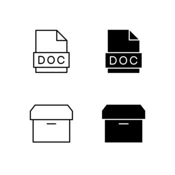 documento y archivo icono colección en línea y sólido estilo vector