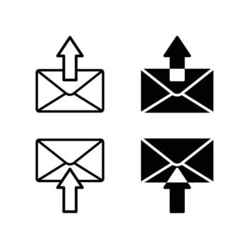 email sending icon set design concept silhouette and outline style vector