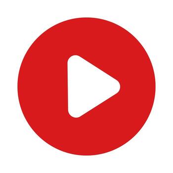 Red play button banner . Simple play button icon. vector