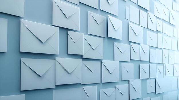 A visually striking wall of white envelopes, symbolizing communication, correspondence, and connection in a modern setting. photo
