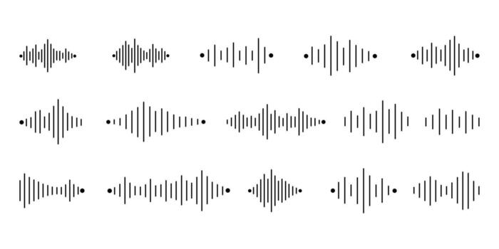 conjunto de sonido formas de onda aislado en blanco antecedentes para audio visualización vector