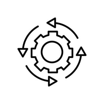 Processing icon. Data flow and system control symbol in minimalist line style. vector