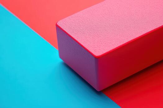 Colorful geometric block on vibrant background showcasing bold design and contrast photo