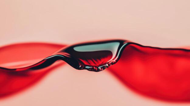 Close up view of red liquid creating waves against a soft background photo