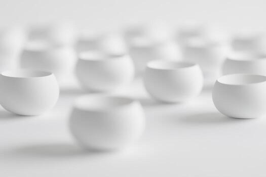 Ceramic bowls arranged on white surface showcasing clean and minimalist design elements photo