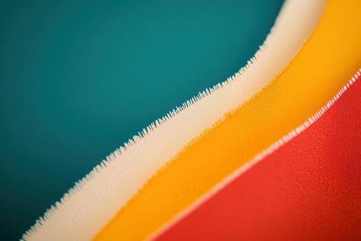 Colorful fabric swatches arranged in a vibrant display on a blue background photo