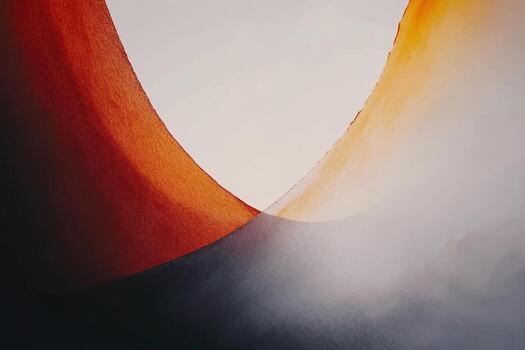 Abstract watercolor art featuring smooth curves and gradient colors at sunset hour photo
