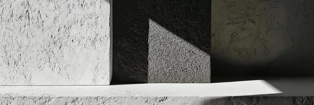 Textured surfaces and shadows create a minimalist composition in natural light at midday photo
