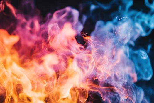 vistoso fumar arremolinándose en dinámica patrones en un oscuro ajuste foto