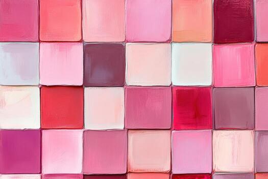 Colorful arrangement of pink shades on square tiles in a vibrant pattern photo