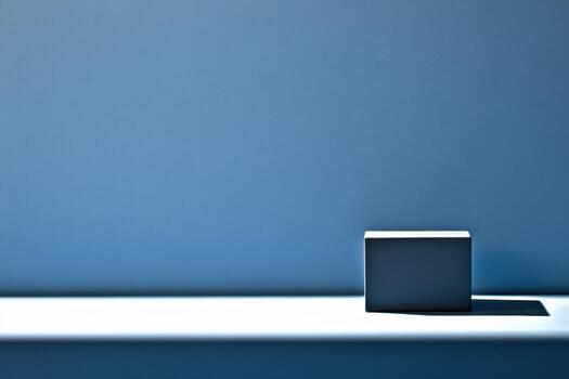 Minimalist composition with a cube on a ledge under diffused light during afternoon photo
