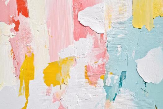 Vibrant abstract painting with pastel colors highlighting texture and movement in the artwork photo