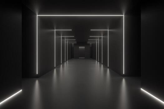 Modern corridor with dramatic lighting in an artistic setting photo