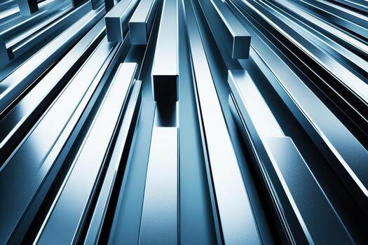 reflexión de acero barras creando un dinámica modelo en artificial ligero foto