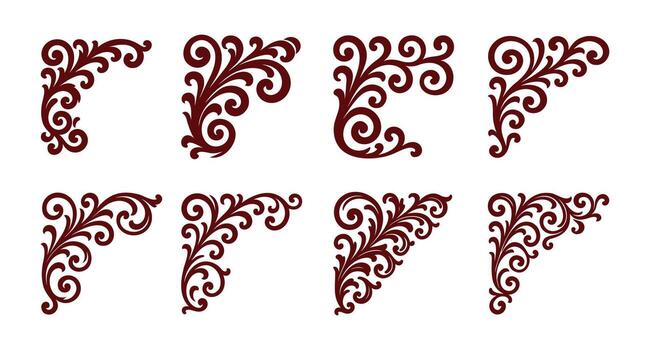Corner design Set Decorative Flourish Elements for Design and Frames vector