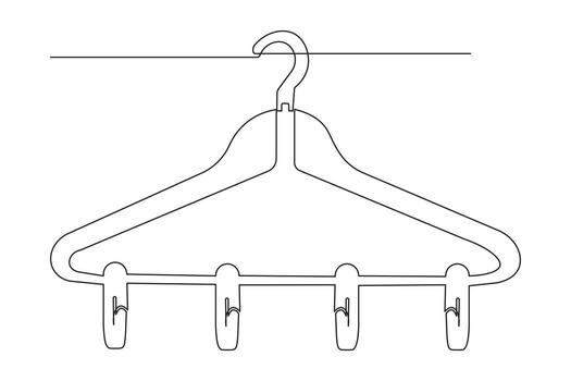 Clothes hangers abstract continuous one line drawing isolated in outline minimal art vector