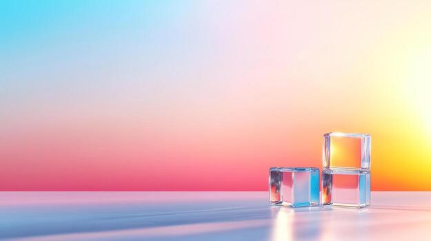 Abstract ice cube still life with gradient background for creative design photo