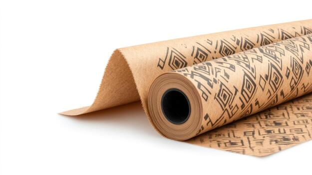 Kraft paper roll with abstract square design texture background photo