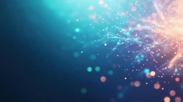 Abstract network data nodes with light particles technology background photo