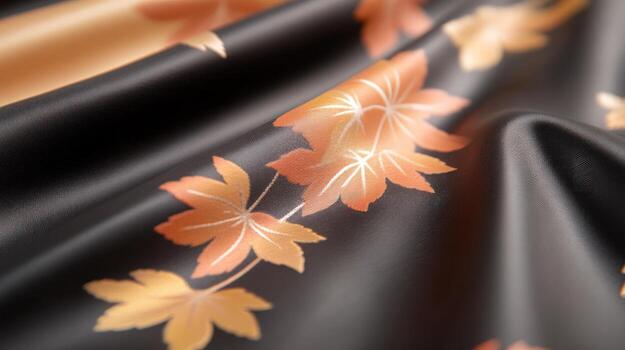 Leaf pattern fabric texture background with drape photo