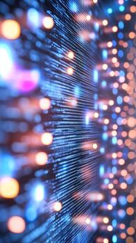 Abstract data stream background with glowing lights and dynamic lines photo