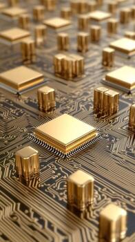 Microprocessor on circuit board high tech computing components photo