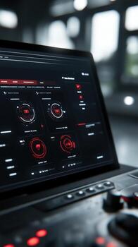 Advanced user interface on computer screen with data visualization photo