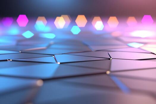 Polygonal surface with geometric triangle shapes and gradient lighting abstract background photo