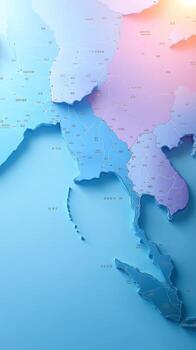 Abstract three dimensional relief map global connections data visualization modern business concepts soft pastel gradient colors digital design photo