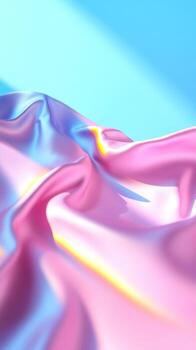 Iridescent fabric texture pink blue smooth flowing drape abstract background gradient color design photo