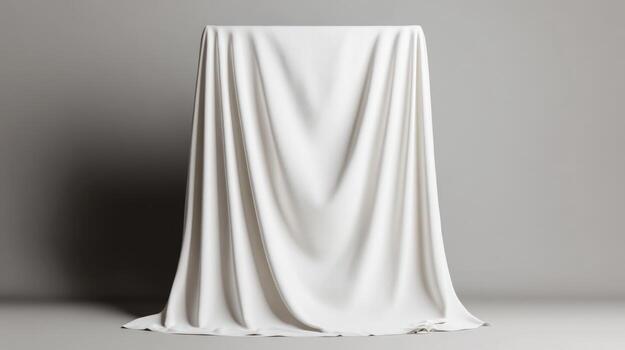 White cloth drape over rectangular object presentation background template photo