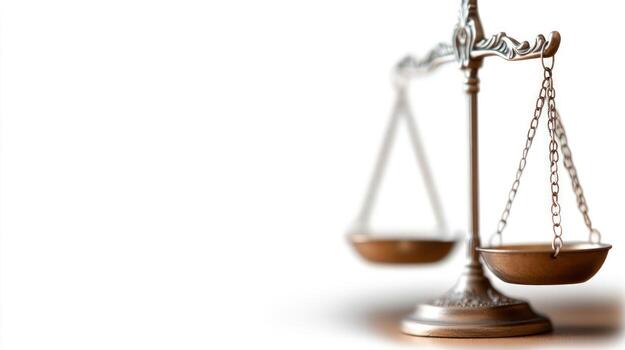 Antique metal balance scales symbolizing justice equilibrium photo