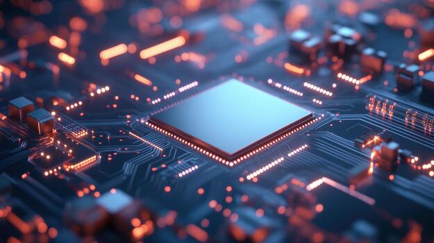 Advanced computer microchip technology central processing unit photo