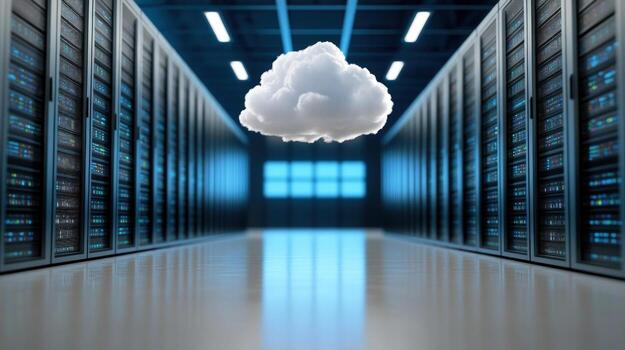 Cloud server in data center digital network and secure storage technology photo