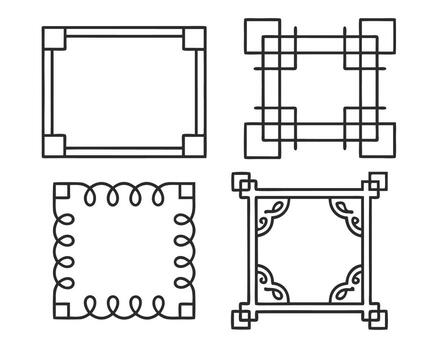 cuatro diferente tipos de marcos y marcos para un imagen vector