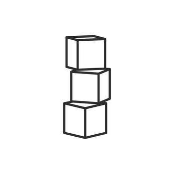 stacked cubes icon, pile boxes on top of each other, thin line symbol on white background editable stroke illustration eps10 vector
