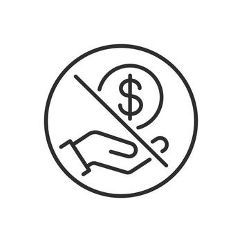 stop corruption icon, do not fraud, refuses bribe, prohibition bribery, thin line symbol on white background editable stroke illustration eps10 vector