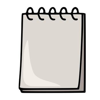 A illustration of a closed spiral bound notepad, featuring a minimalist design with subtle shading and a neutral grey color palette, perfect for stationery or office themed projects. vector