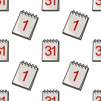 sin costura modelo de mano dibujado calendario paginas presentando el números 1 y 31 en un juguetón, ligeramente inclinado acuerdo, creando un dinámica y repitiendo diseño ideal para planificación o tiempo... vector