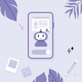 móvil teléfono en escritorio con ai robot chatgpt chatbot vector