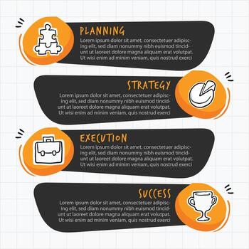 Business Infographic Timeline with Planning Strategy Execution and Success Steps vector