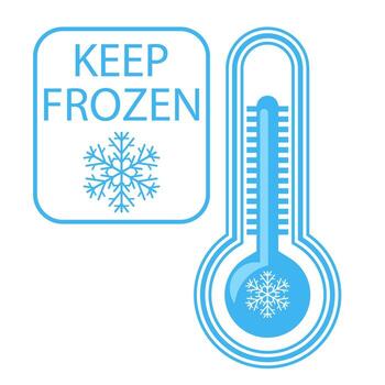 Cold weather thermometer icon with banner illustration isolated on white background. Flat web design element for website, app or info graphics vector